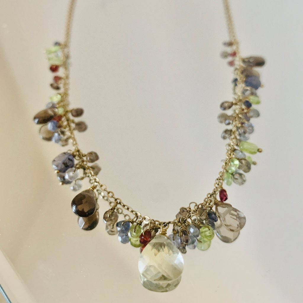 Crystal Cubic Zirconia Beaded Gold Necklace 50$